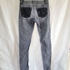Michael Kors Grey Denim Jeans with Lace Back Pockets, size 0